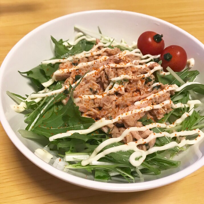 水菜とツナの大満足丼ぶり♪